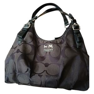 Coach Black And Dark Brown Signature Shoulder Bag